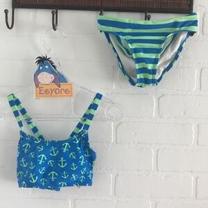 Wonder Nation - Lime and blue Bikini Anchor print Stripes Kids Size 4-5
